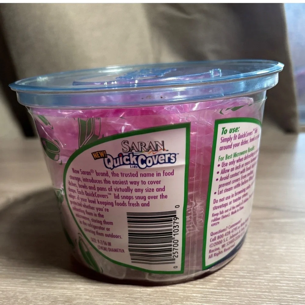 Y2K Saran QuickCovers Small Elastic Food‎ Covers 16 Count Pink Reusable Lids Tub